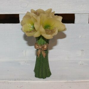 4 velas flores crema 7×12 cms