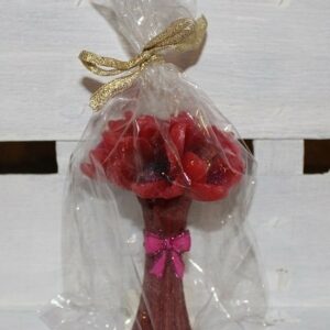 4 velas flores rojas 7×12 cms