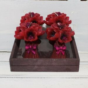 4 velas flores rojas 5×8 cms