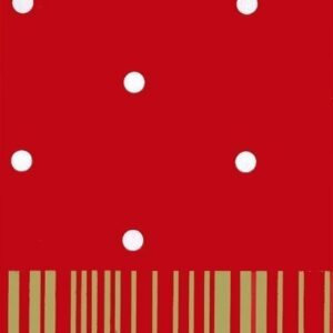 Bobina de papel regalo, rojo con lunares blancos y reverso rayado en dorado 70×100 m