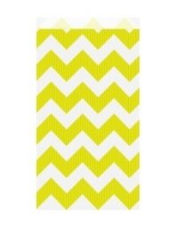25 Sobres/bolsas de papel chevron amarillo limón, 12x5x18 cms
