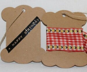 6 Etiquetas carrete kraft 8x10 cms.