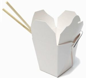 10 Cajas blancas/comida china, con asita metálica.