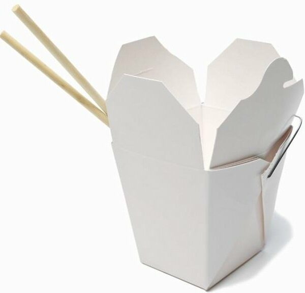 10 Cajas blancas/comida china, con asita metálica.