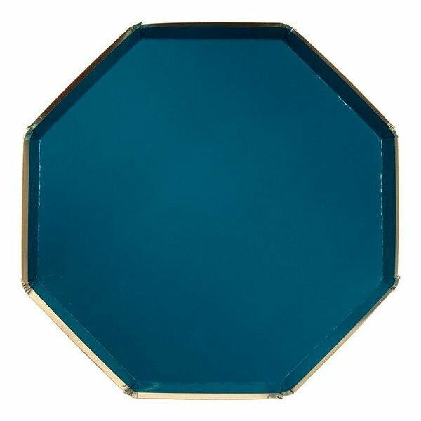 8 Platos octogonales verde tilo. 26 cms