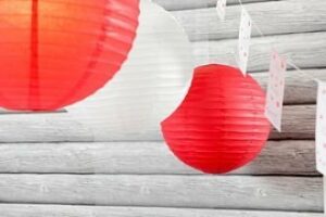 2 Lámparas / farol de papel rojo 30 cms