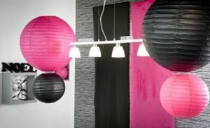 2 Lámparas / farol de papel fucsia 30 cms