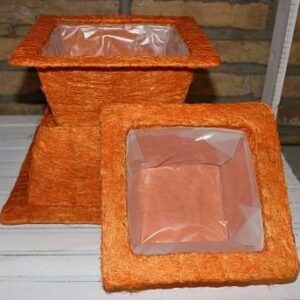 Set de 3 cestos / maceteros ábaca naranja