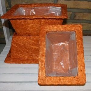 Set de 3 cestos / maceteros ábaca naranja