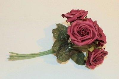 6 Rosas de látex, color granate