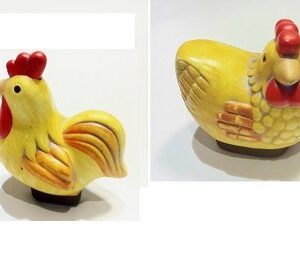 6 Gallos / gallina de terracota. 7×7 cms