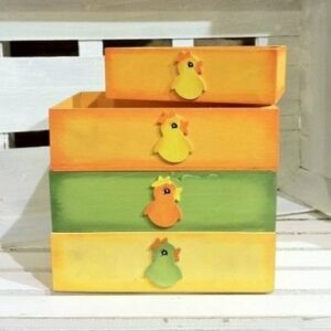 6 Bandejas de madera, gallina