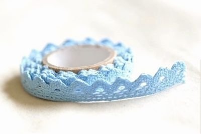 Lace tape - puntilla adhesiva. Crochet azul bb. 15mmx2m. Aprox