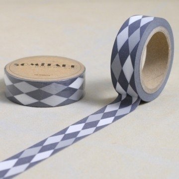 Washi tape HARLEQUIN GRIS. 15 mm x 10 m.