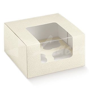 5 Cajas para 4 cup cakes. Piel blanco