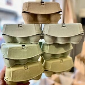 4 Hueveras – caja de huevos, amarillas.