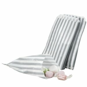 25 Sobres/bolsas de papel rayas 13×18. Gris.