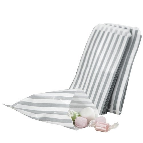 25 Sobres/bolsas de papel rayas 13x18. Gris.