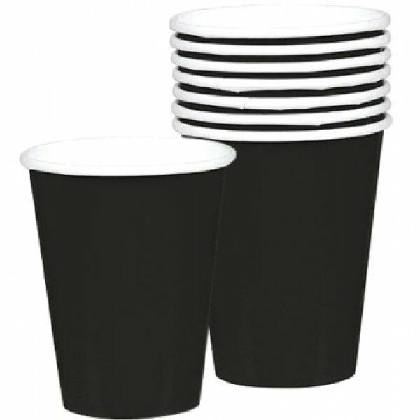 8 Vasos de cartón negro