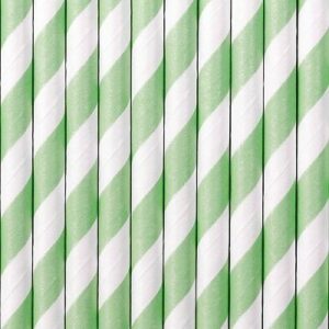 20 Pajitas de papel rayas verde agua-mint.