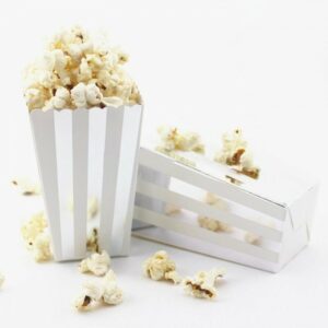 12 Cajas para palomitas. Rayas plata metalizadas