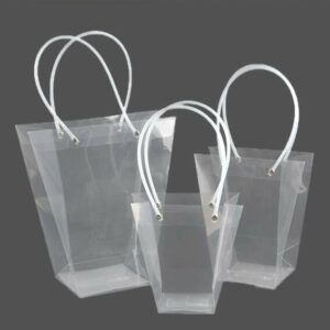 100 Bolsas de plástico transparente/asas de tubo.