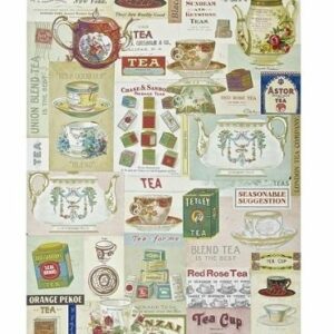 2 Hojas de papel regalo. Vintage Tea