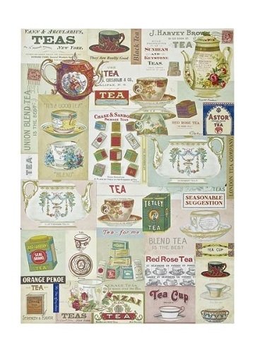 2 Hojas de papel regalo. Vintage Tea