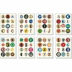 100 adhesivos Alfabeto vintage. Caja metálica