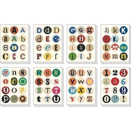 100 adhesivos Alfabeto vintage. Caja metálica