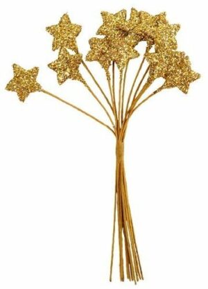 12 Estrellitas pick, con glitter. Varios colores