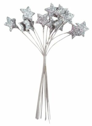 12 Estrellitas pick, con glitter. Varios colores