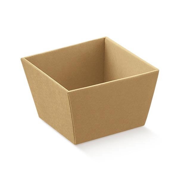 5 Bandejas-cestas kraft liso 21x21x9 cms