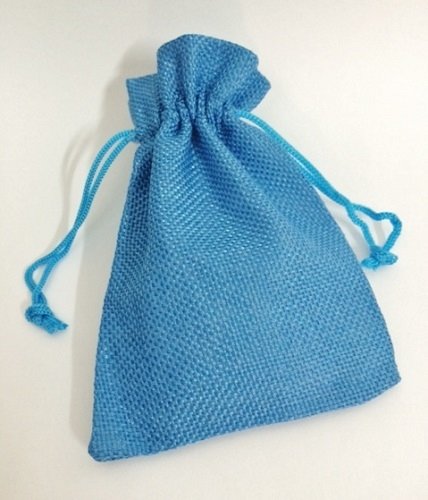 10 Sacos de tela rústica 9.5×13.5 cms. Azul.