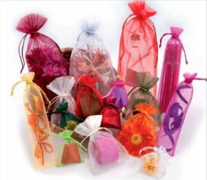 50 Bolsas de organza/cristal 12x34 cms