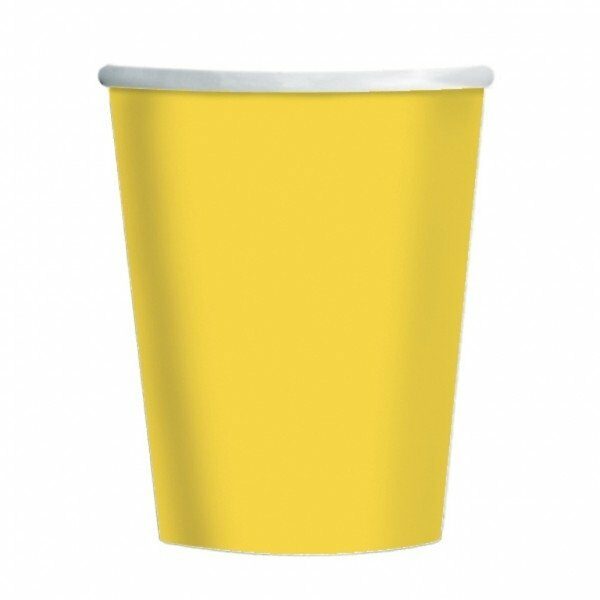 8 Vasos de papel-cartón amarillo