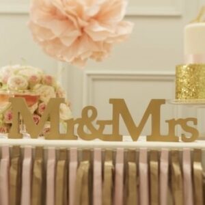 Letras doradas Mr and Mrs.