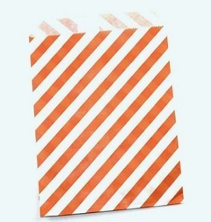 25 Sobres/bolsas de papel rayas 13×18. Naranja