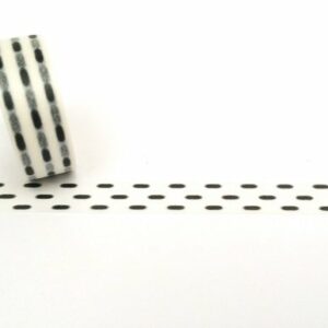 Washi tape pespunte negro. 15 mm x 10 m.