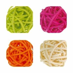 12 Bolas de rattan, 3 cms. Varios colores