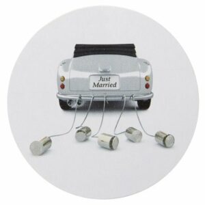 50 Etiquetas adhesivas -Just married coche- 3 cms