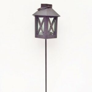 Porta velas – farol de hierro negro con pincho