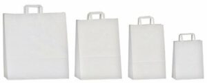 50 Bolsas de papel blanco 18x10x23. Asa plana