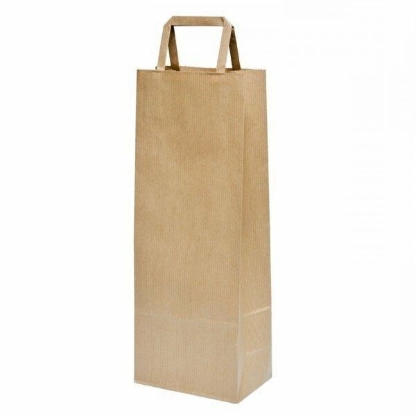 25 Bolsas de papel kraft 14x9x36 cms, asa plana