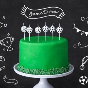 6 velas de cumpleaños, fútbol.