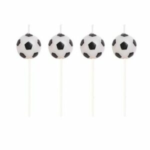 6 velas de cumpleaños, fútbol.