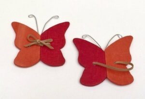 16 Mariposas de madera naranja-rojo