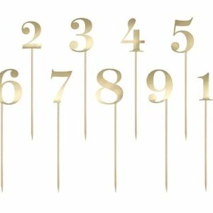 Topper-Números del O al 9, Papel dorado brillo