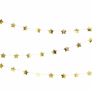 Guirnalda con estrellas doradas metalizadas
