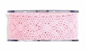 Cinta de regalo encaje-puntilla, rosa. 40 mm x 8 m